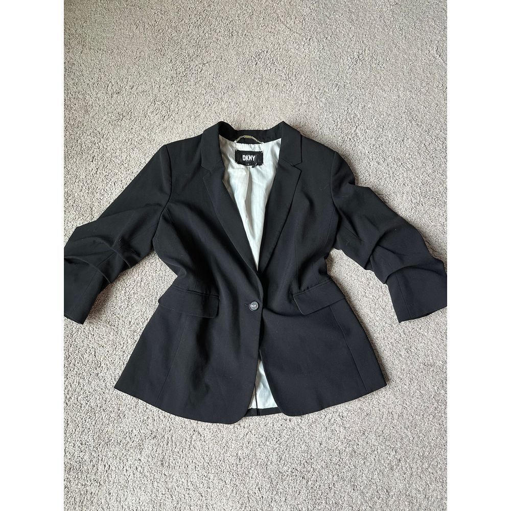 DKNY‎ Notch Lapel Rushed Sleeve One Button Blazer Size 12